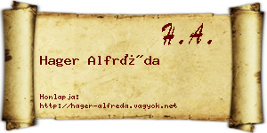 Hager Alfréda névjegykártya